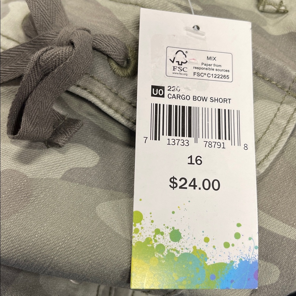 COLORFUL PLANET Camouflage Cargo Bow Shorts Girls Size 16 NWT - Picture 9 of 9